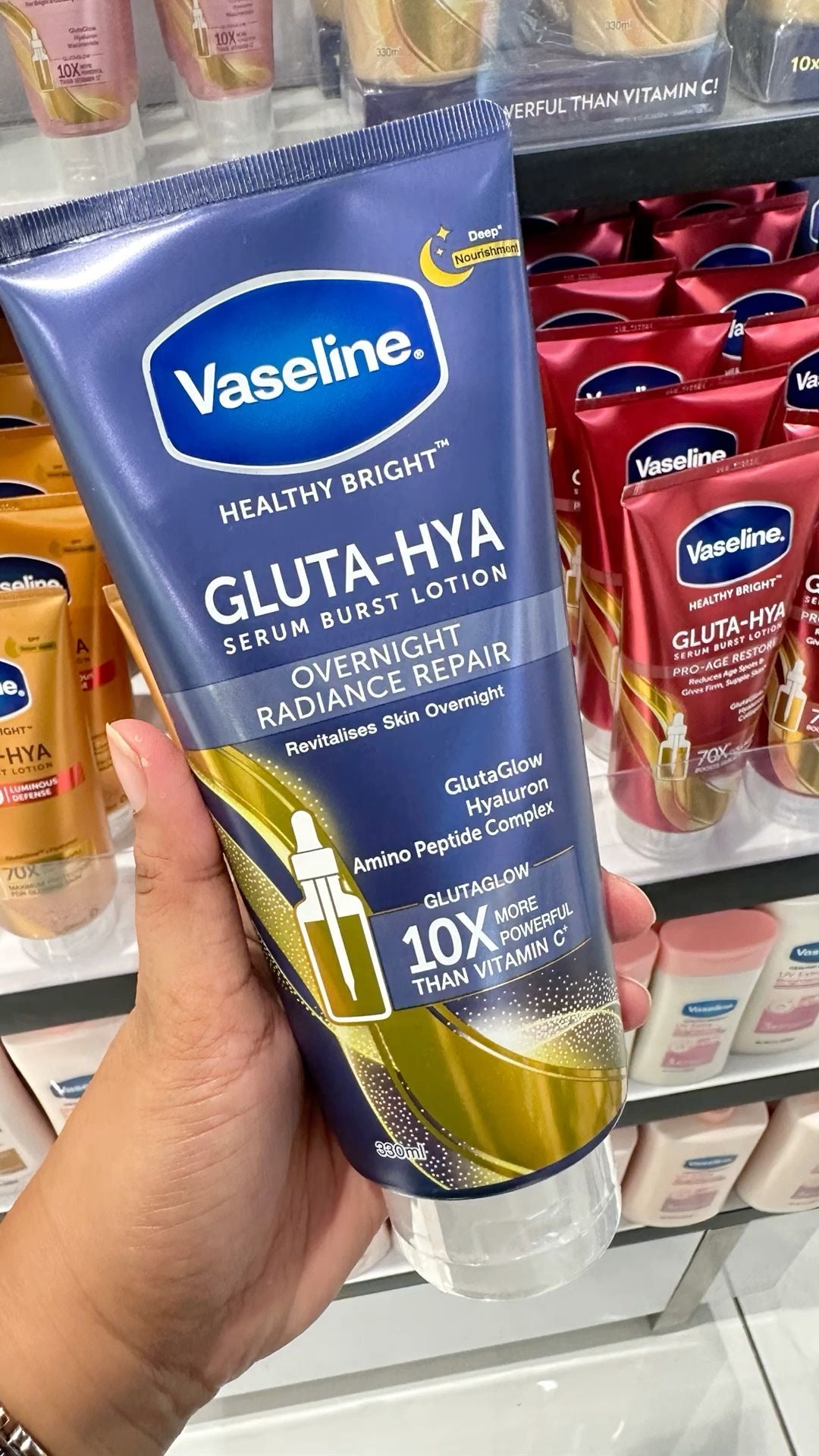 Vaseline gluta hya overnight radiance repair