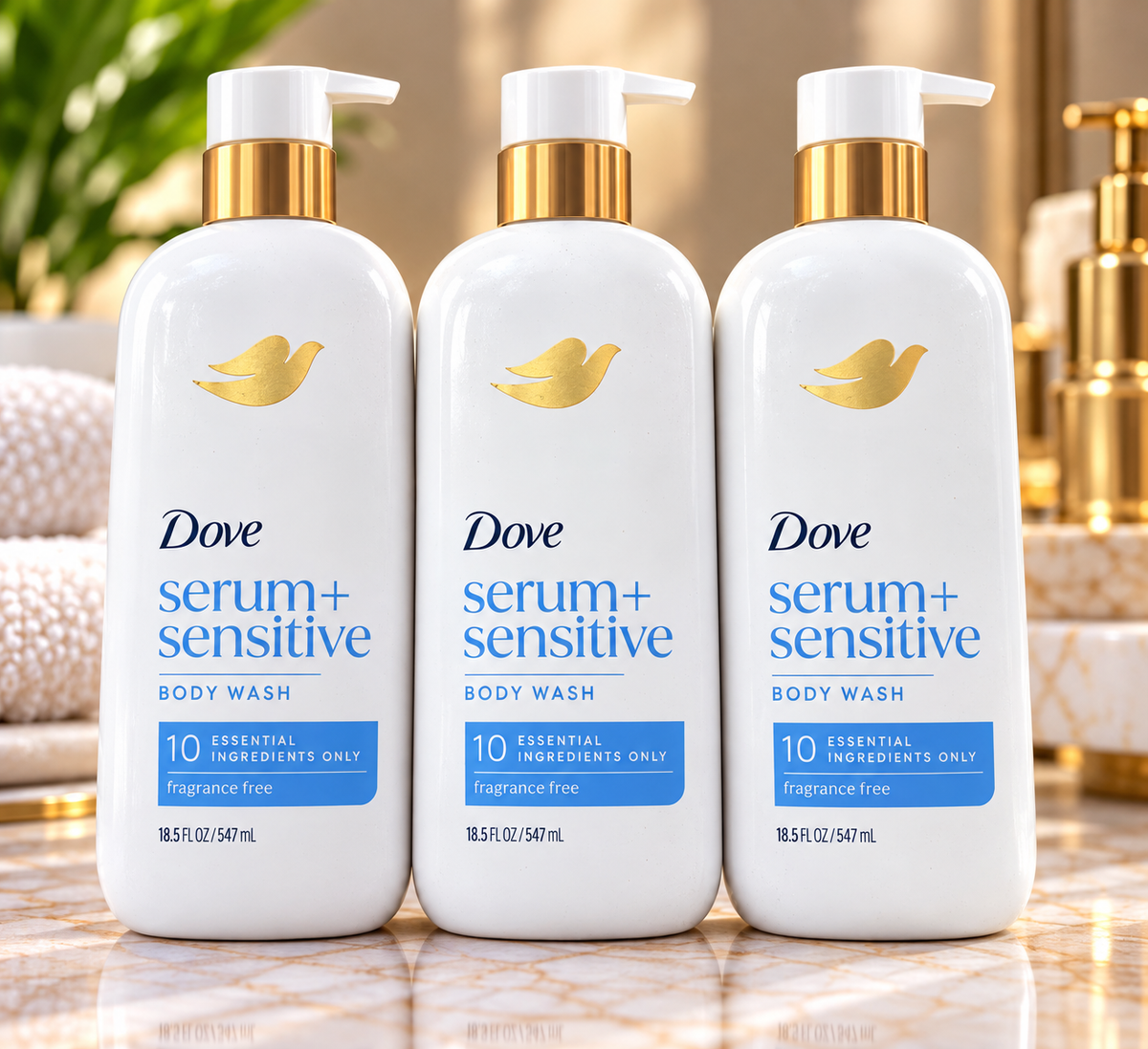 Dove serum + sensitive body wash