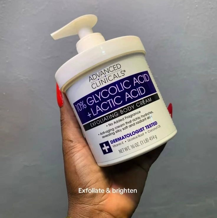 Advanced clinicals glycolic + lactic body cream