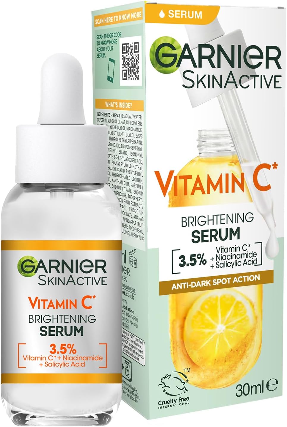 GARNIER SKINACTIVE VITAMIN C BRIGHTENING SERUM - 3.5% + NIACINAMIDE & SALICYLIC ACID