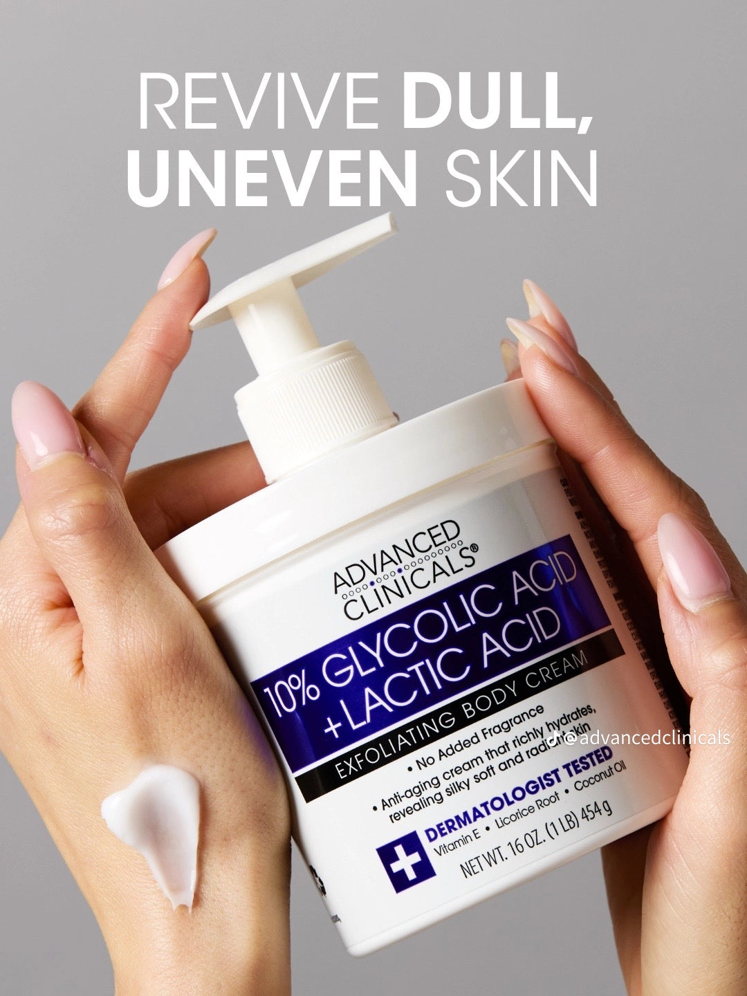 Advanced clinicals glycolic + lactic acid body cream