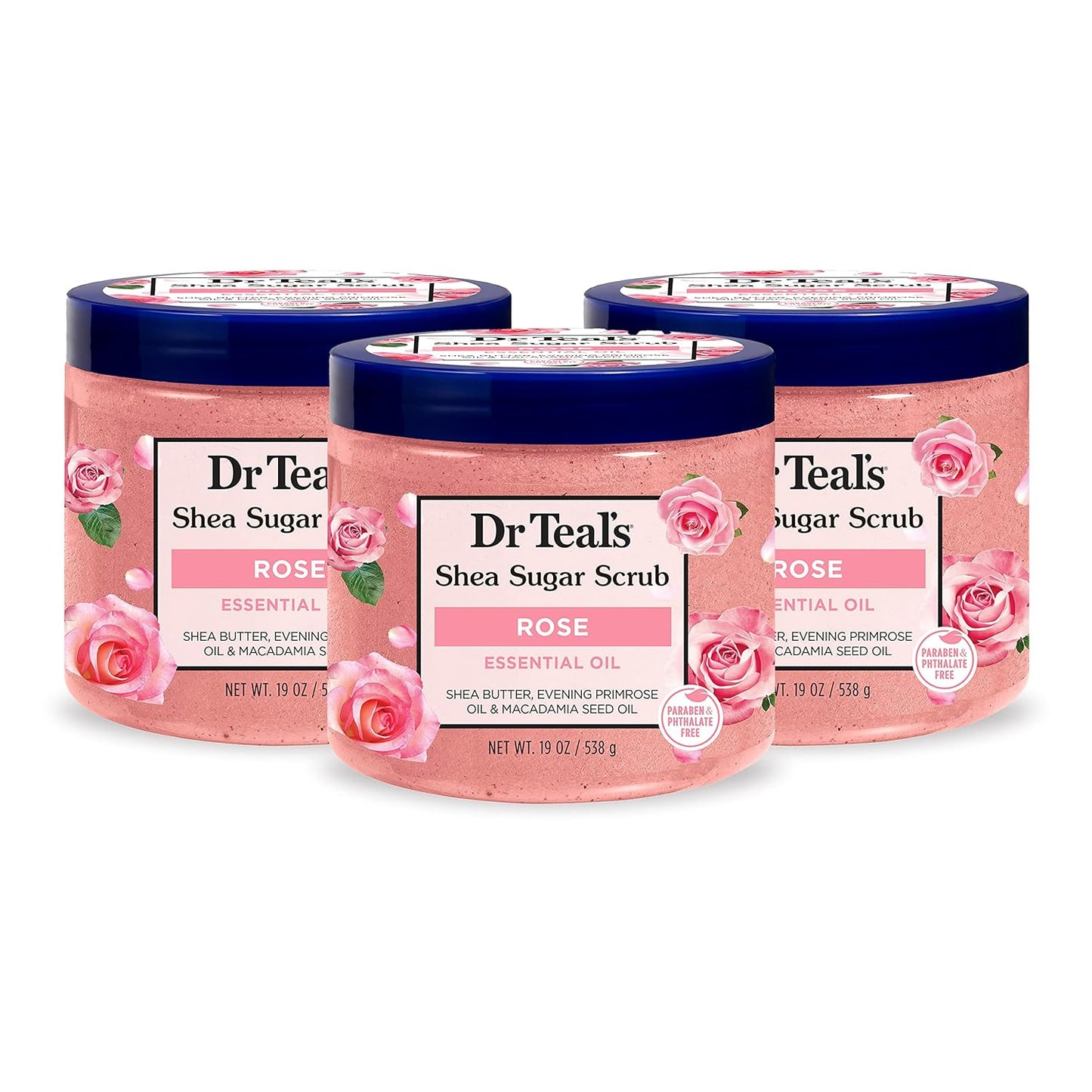 DR TEALS SHEA SUGAR SCRUB ROSE ESSENTIAL OIL