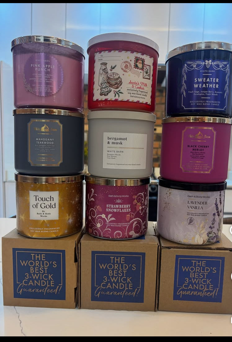 BATH AND BODY WORKS SCENTED CANDLES