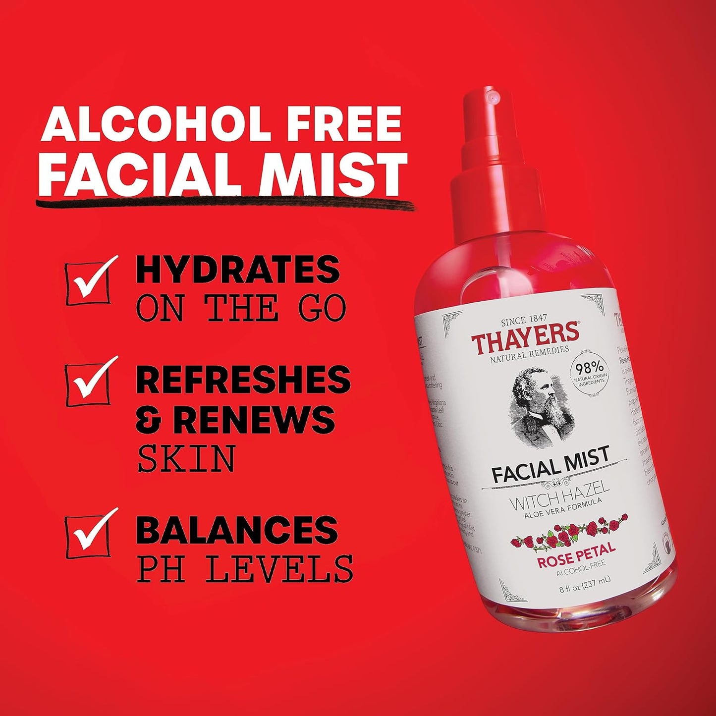 THAYERS FREE WITCH HAZEL FACIAL MIST TONER