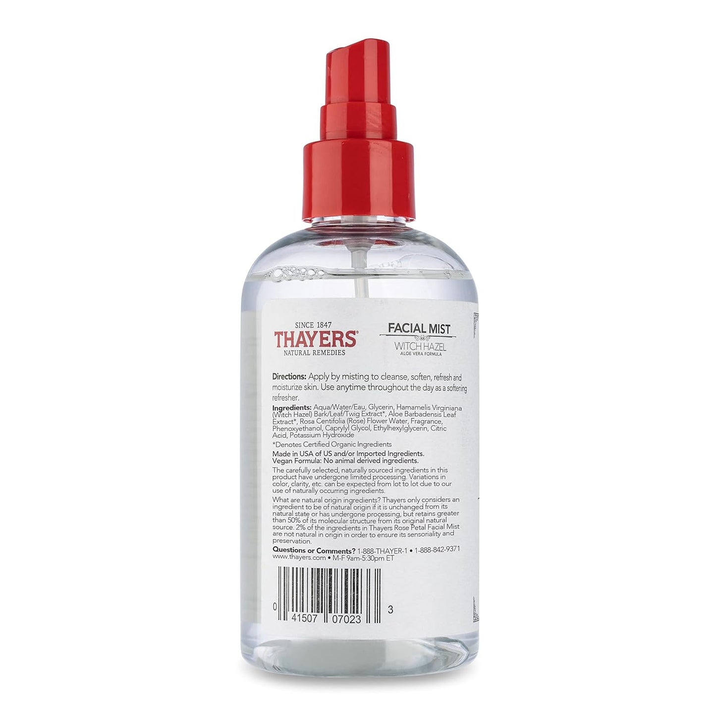 THAYERS FREE WITCH HAZEL FACIAL MIST TONER