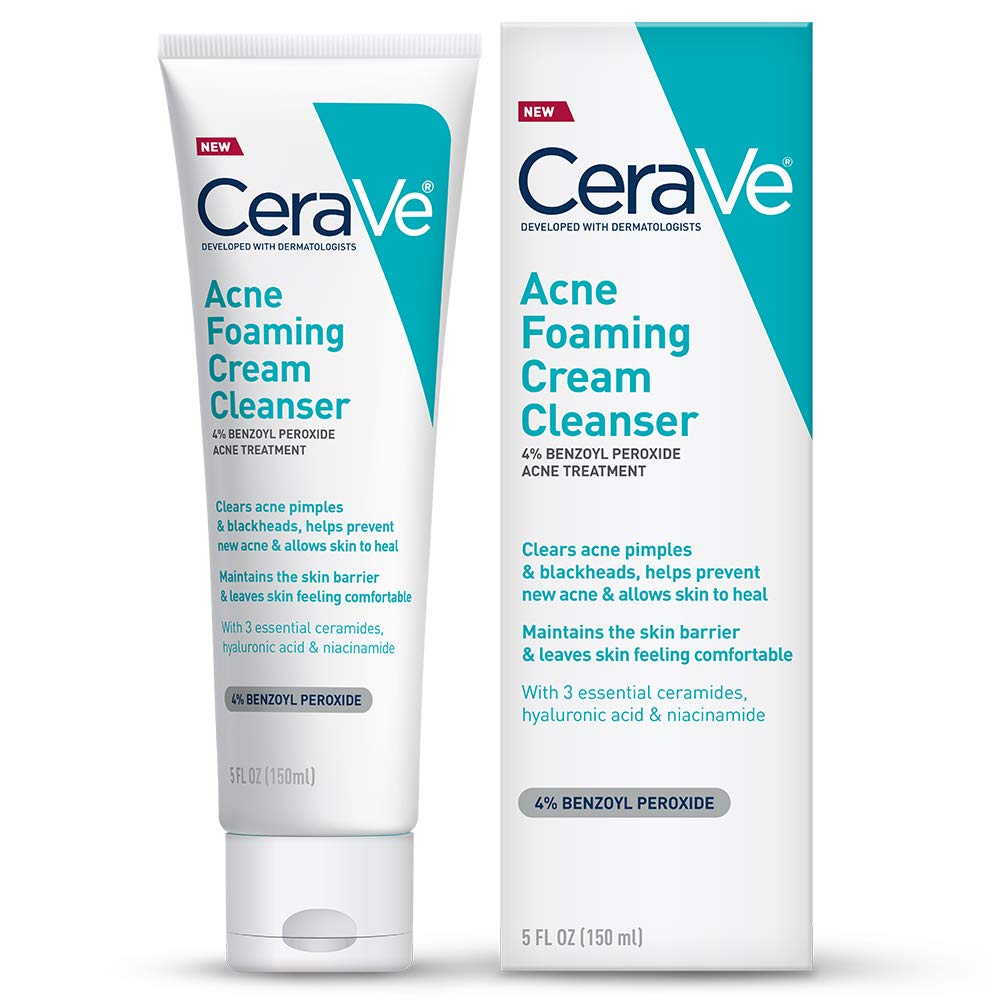 CERAVE ACNE FOAMING CREAM CLEANSER (BENZOYL PEROXIDE ACNE TREATMENT 4% BENZOYL PEROXIDE)